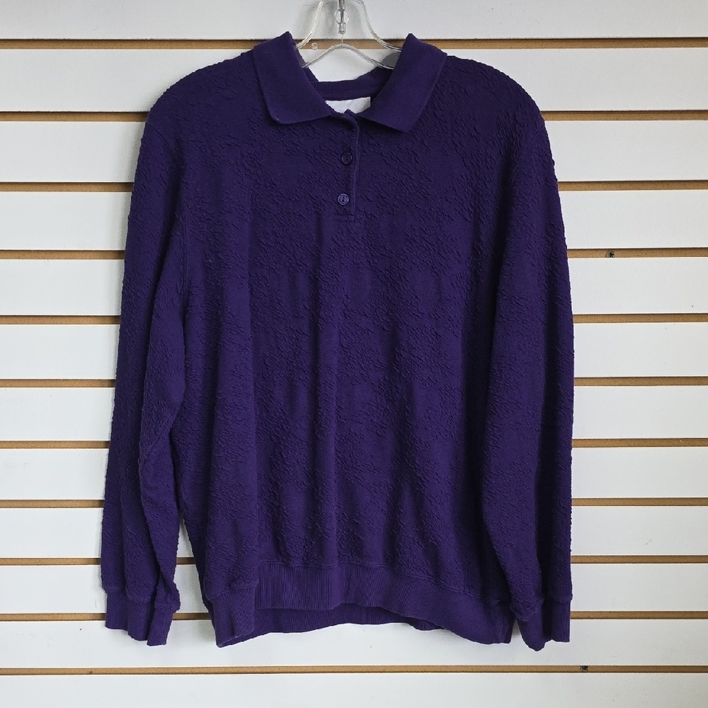 Long Sleeve Purple Polo Sweater XL